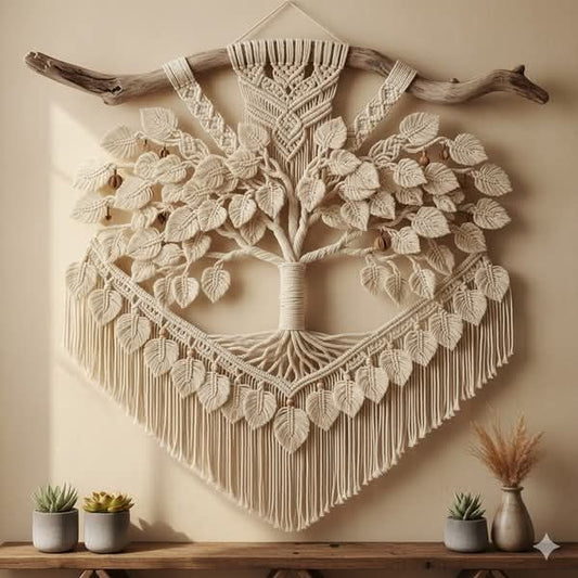 Handcrafted Macramé Tree of Life Wall Hanging – Boho Cotton Wall Art Décor