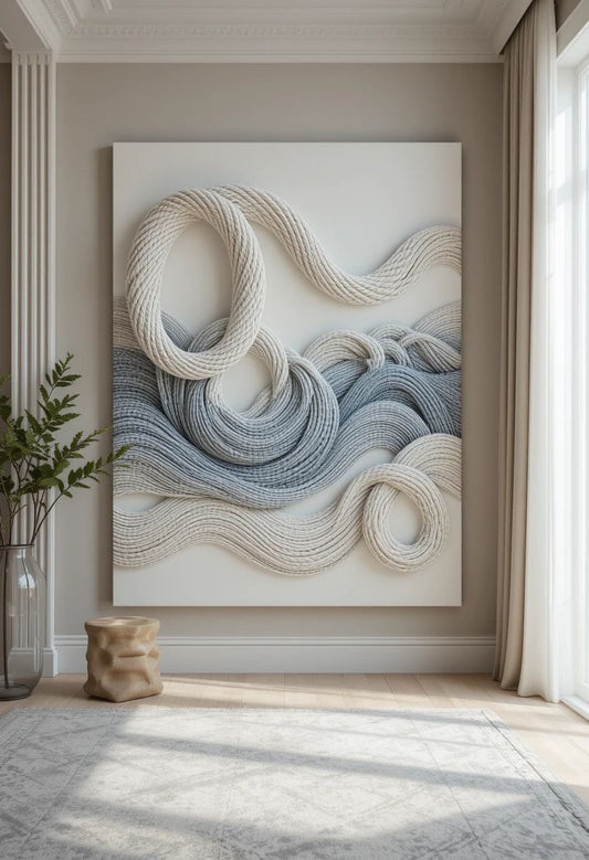 Abstract Rope Textured Wall Art – Large Modern 3D Canvas for Contemporary UK Interiors